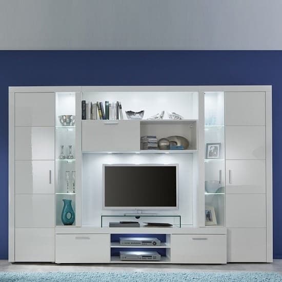 Ramona Entertainment Unit White With High Gloss Fronts And LED