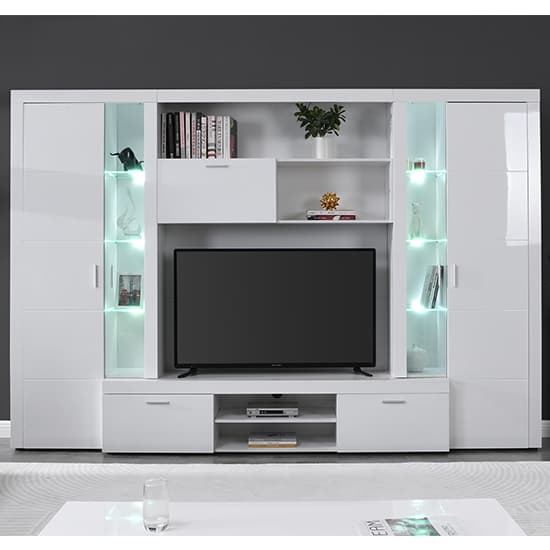 Ramona Entertainment Unit White With High Gloss Fronts And LED