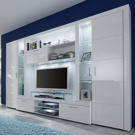 Ramona Entertainment Unit White With High Gloss Fronts And LED