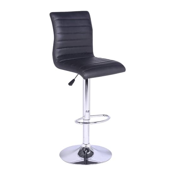 Rifle Faux Leather Bar Stool In Black With Chrome Base