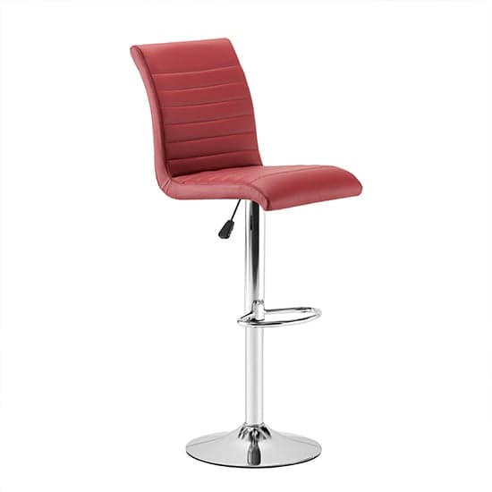 Rifle Faux Leather Bar Stool In Bordeaux With Chrome Base