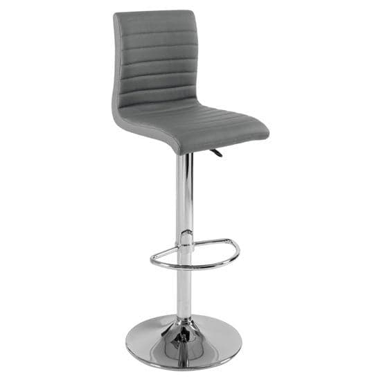 Rifle Faux Leather Bar Stool In Grey With Chrome Base