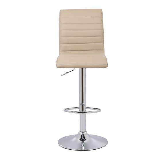 Rifle Faux Leather Bar Stool In Stone With Chrome Base