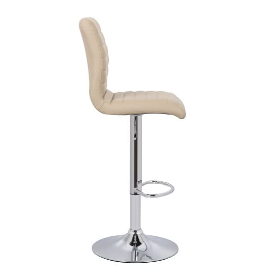 Rifle Faux Leather Bar Stool In Stone With Chrome Base