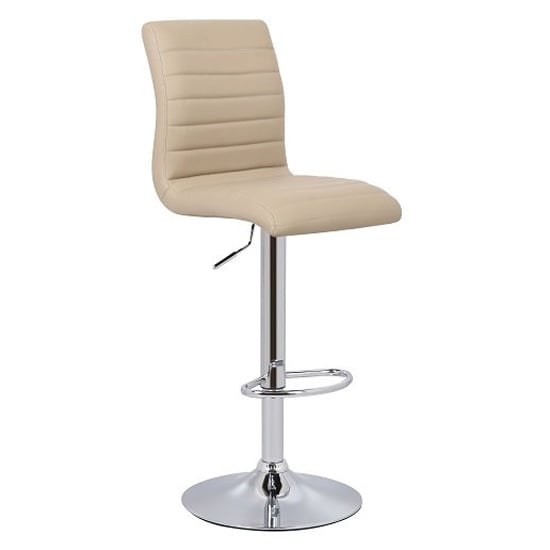 Rifle Faux Leather Bar Stool In Stone With Chrome Base