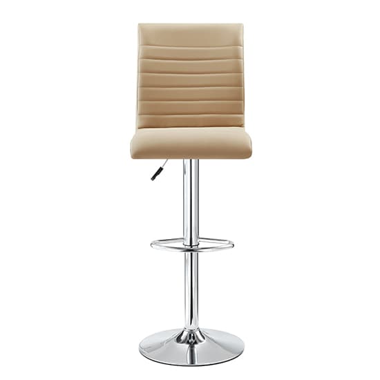 Rifle Faux Leather Bar Stool In Taupe With Chrome Base