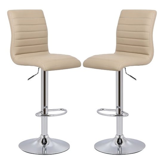 Rifle Stone Faux Leather Bar Stools With Chrome Base In Pair