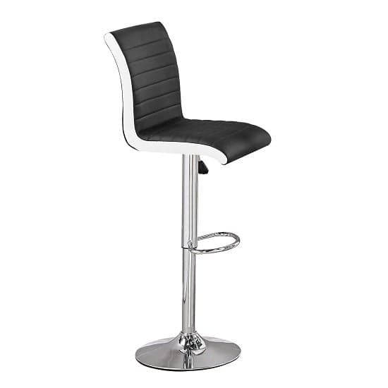 Riga Faux Leather Bar Stool In Black And White With Chrome Base