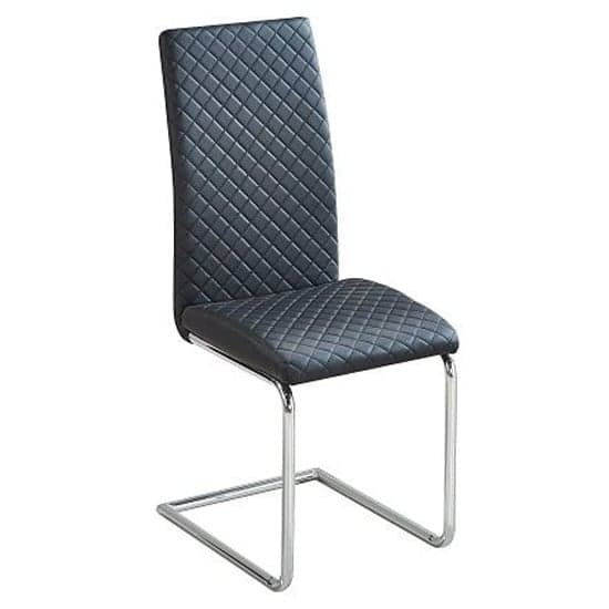 Rinks Faux Leather Dining Chair In Black With Chrome Legs