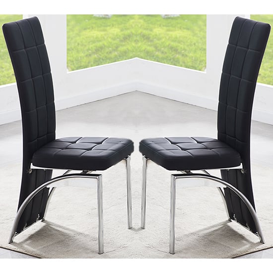 Riverton Black Faux Leather Dining Chairs In Pair