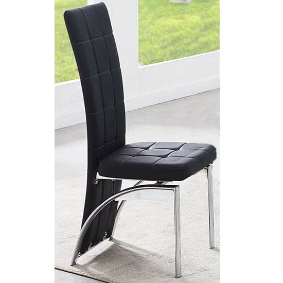 Riverton Faux Leather Dining Chair In Black With Chrome Legs