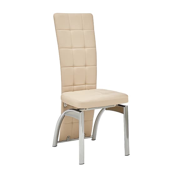 Riverton Faux Leather Dining Chair In Taupe With Chrome Legs