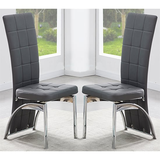 Riverton Grey Faux Leather Dining Chairs In Pair