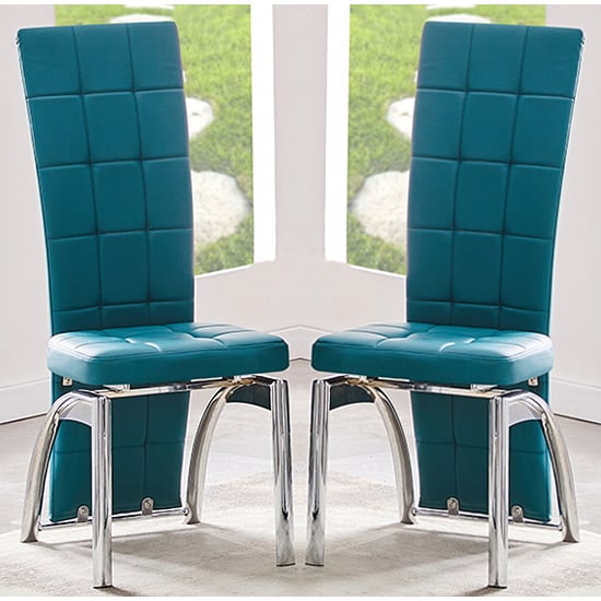 Riverton Teal Faux Leather Dining Chairs In Pair