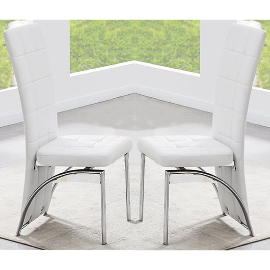 Riverton White Faux Leather Dining Chairs In Pair