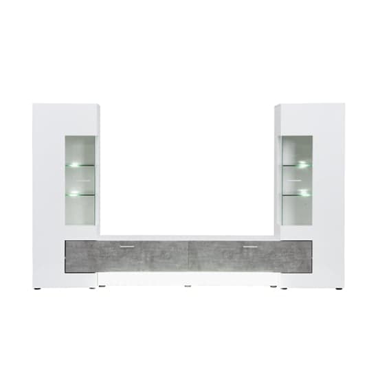 Santa Entertainment Unit In White Gloss And Concrete Effect