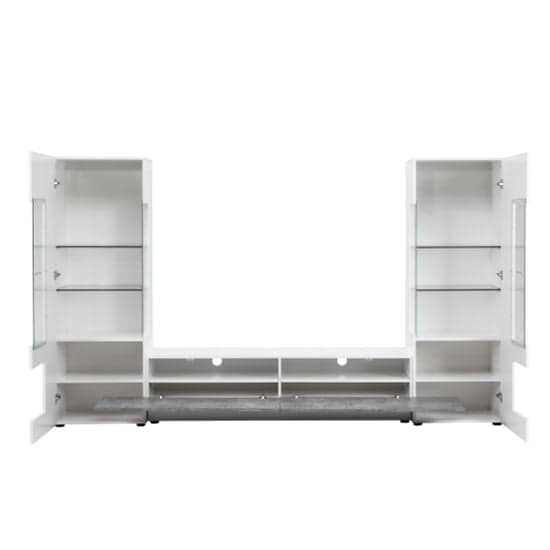 Santa Entertainment Unit In White Gloss And Concrete Effect