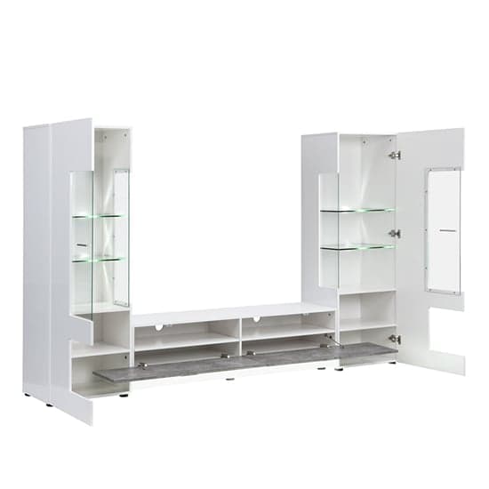 Santa Entertainment Unit In White Gloss And Concrete Effect