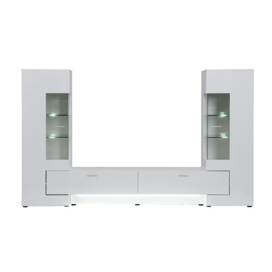 Santa Entertainment Unit In White High Gloss With LED Lights