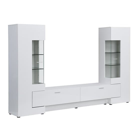 Santa Entertainment Unit In White High Gloss With LED Lights