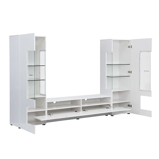 Santa Entertainment Unit In White High Gloss With LED Lights