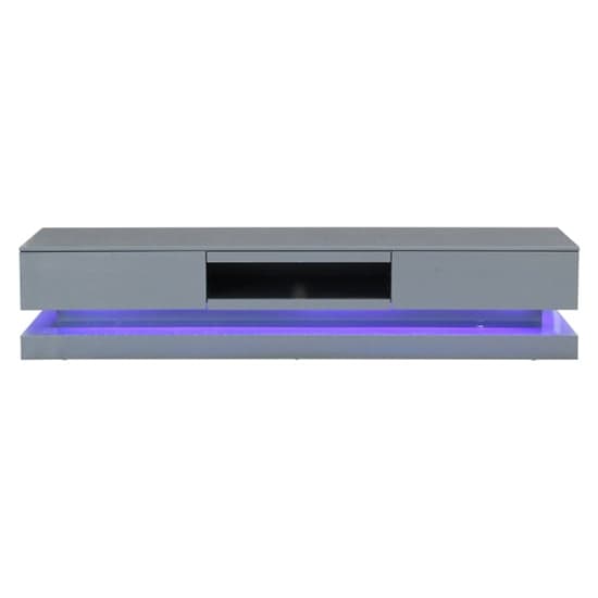 Scott High Gloss TV Stand In Mid Grey And Multi LED Lighting