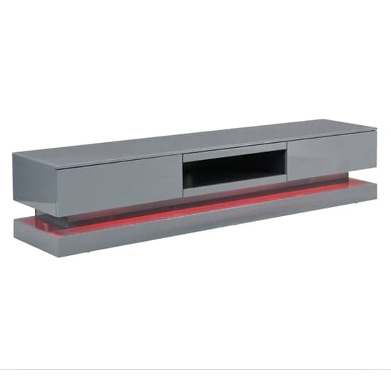 Scott High Gloss TV Stand In Mid Grey And Multi LED Lighting