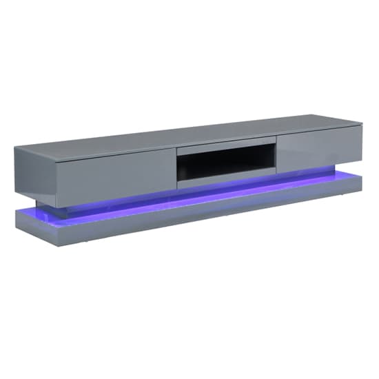 Scott High Gloss TV Stand In Mid Grey And Multi LED Lighting