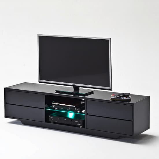 Seville High Gloss TV Stand In Black With Multi LED Lighting