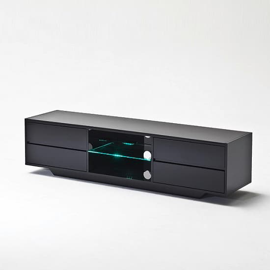 Seville High Gloss TV Stand In Black With Multi LED Lighting