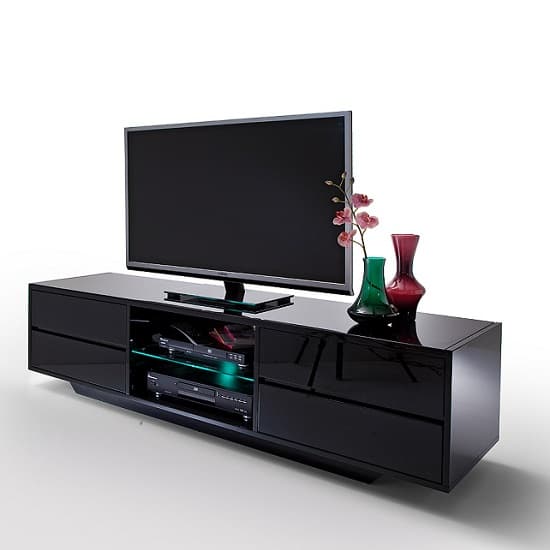 Seville High Gloss TV Stand In Black With Multi LED Lighting