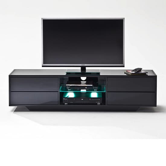 Seville High Gloss TV Stand In Black With Multi LED Lighting