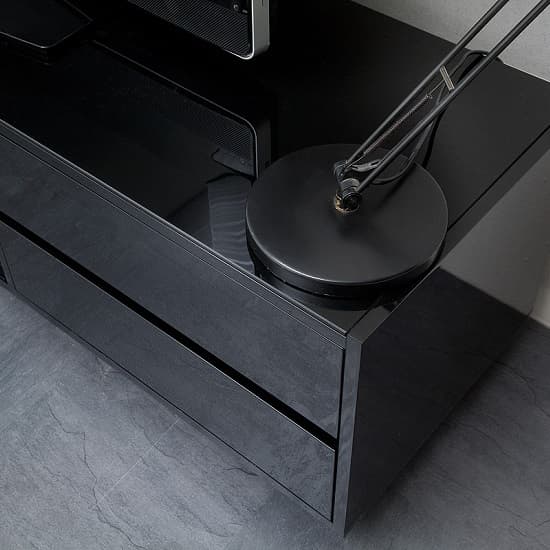 Seville High Gloss TV Stand In Black With Multi LED Lighting