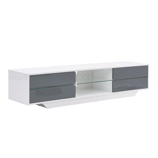 Seville High Gloss TV Stand In Grey With Multi LED Lighting