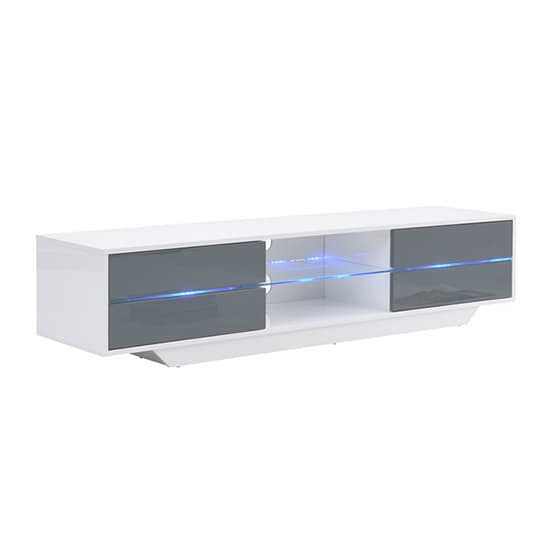 Seville High Gloss TV Stand In Grey With Multi LED Lighting