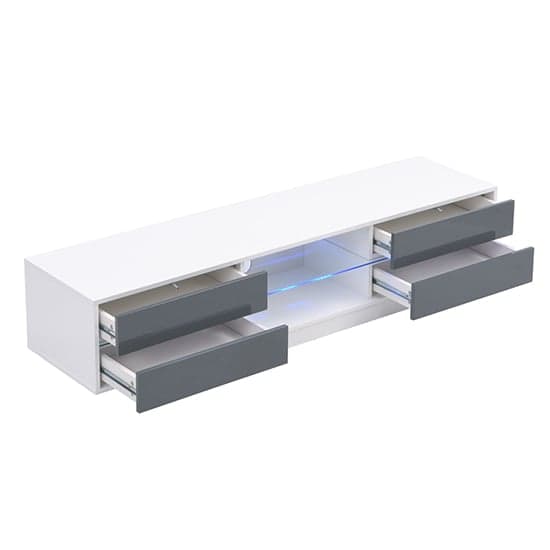 Seville High Gloss TV Stand In Grey With Multi LED Lighting