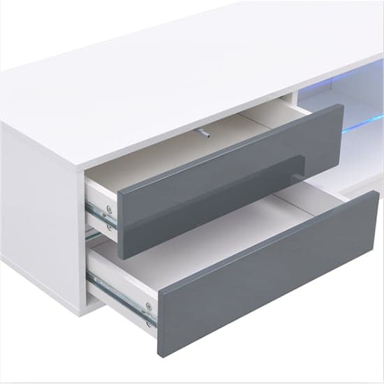 Seville High Gloss TV Stand In Grey With Multi LED Lighting