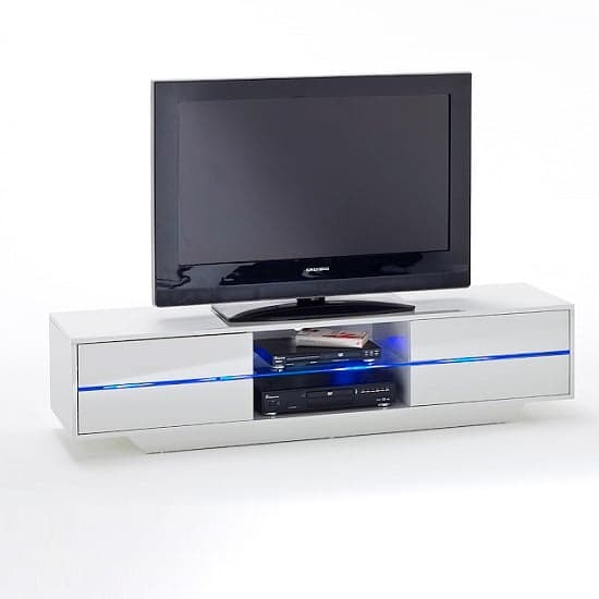 Seville High Gloss TV Stand In White With Multi LED Lighting