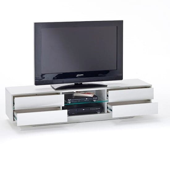 Seville High Gloss TV Stand In White With Multi LED Lighting