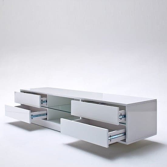 Seville High Gloss TV Stand In White With Multi LED Lighting