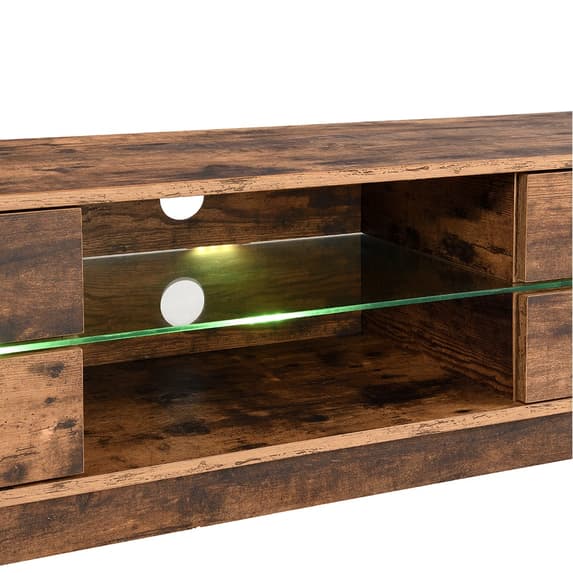 Seville Wooden TV Stand In Rustic Oak With Multi LED Lighting