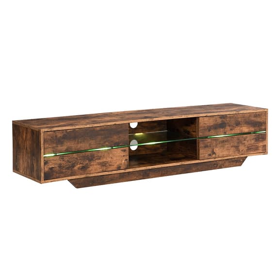 Seville Wooden TV Stand In Rustic Oak With Multi LED Lighting