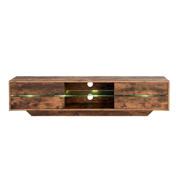 Seville Wooden TV Stand In Rustic Oak With Multi LED Lighting