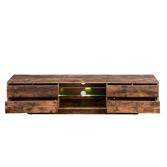 Seville Wooden TV Stand In Rustic Oak With Multi LED Lighting