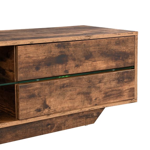 Seville Wooden TV Stand In Rustic Oak With Multi LED Lighting