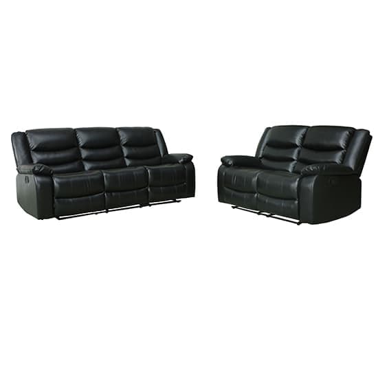 Sorrento 3+2 Bonded Leather Recliner Sofa Set In Black