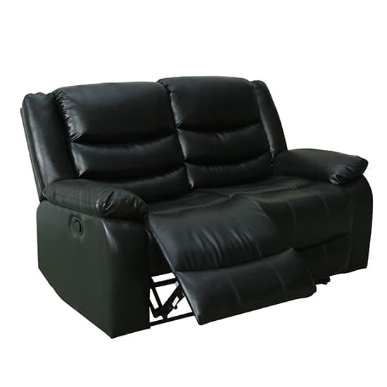 Sorrento 3+2 Bonded Leather Recliner Sofa Set In Black