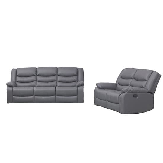 Sorrento 3+2 Bonded Leather Recliner Sofa Set In Dark Grey