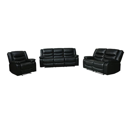 Sorrento 3+2+1 Bonded Leather Recliner Sofa Set In Black