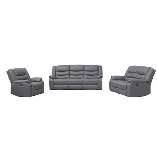 Sorrento 3+2+1 Bonded Leather Recliner Sofa Set In Dark Grey